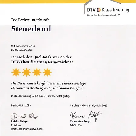 Steuerbord Mit Kamin Und Terrasse - 4 Sterne Dtv-klassifizierung Carolinensiel
